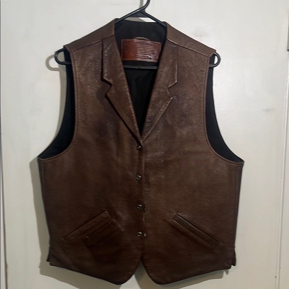 Coronado Leather concealed carry Brown Buffalo Leather Vest NWOT